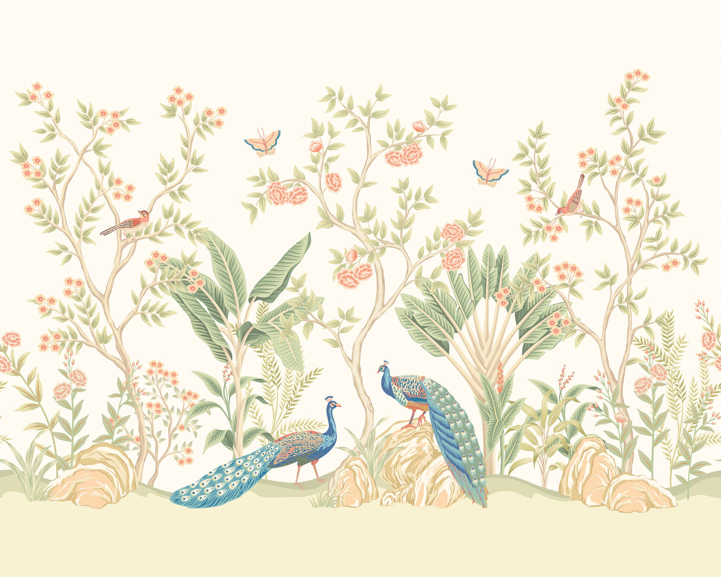PEACOCK GARDEN  - Sage & Apricot