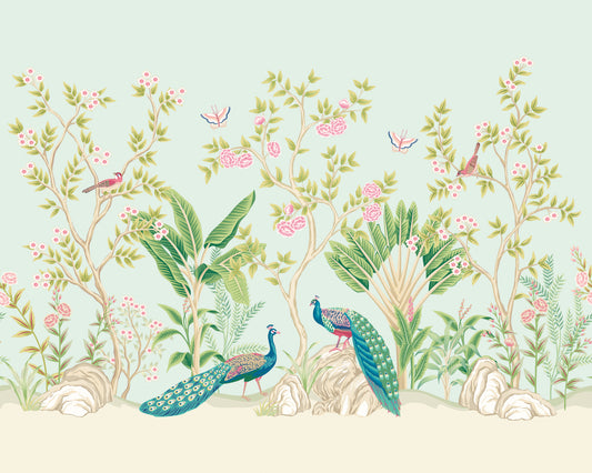 PEACOCK GARDEN  - Duck Egg & Rose