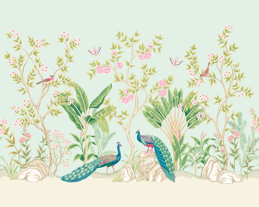PEACOCK GARDEN  - Duck Egg & Rose