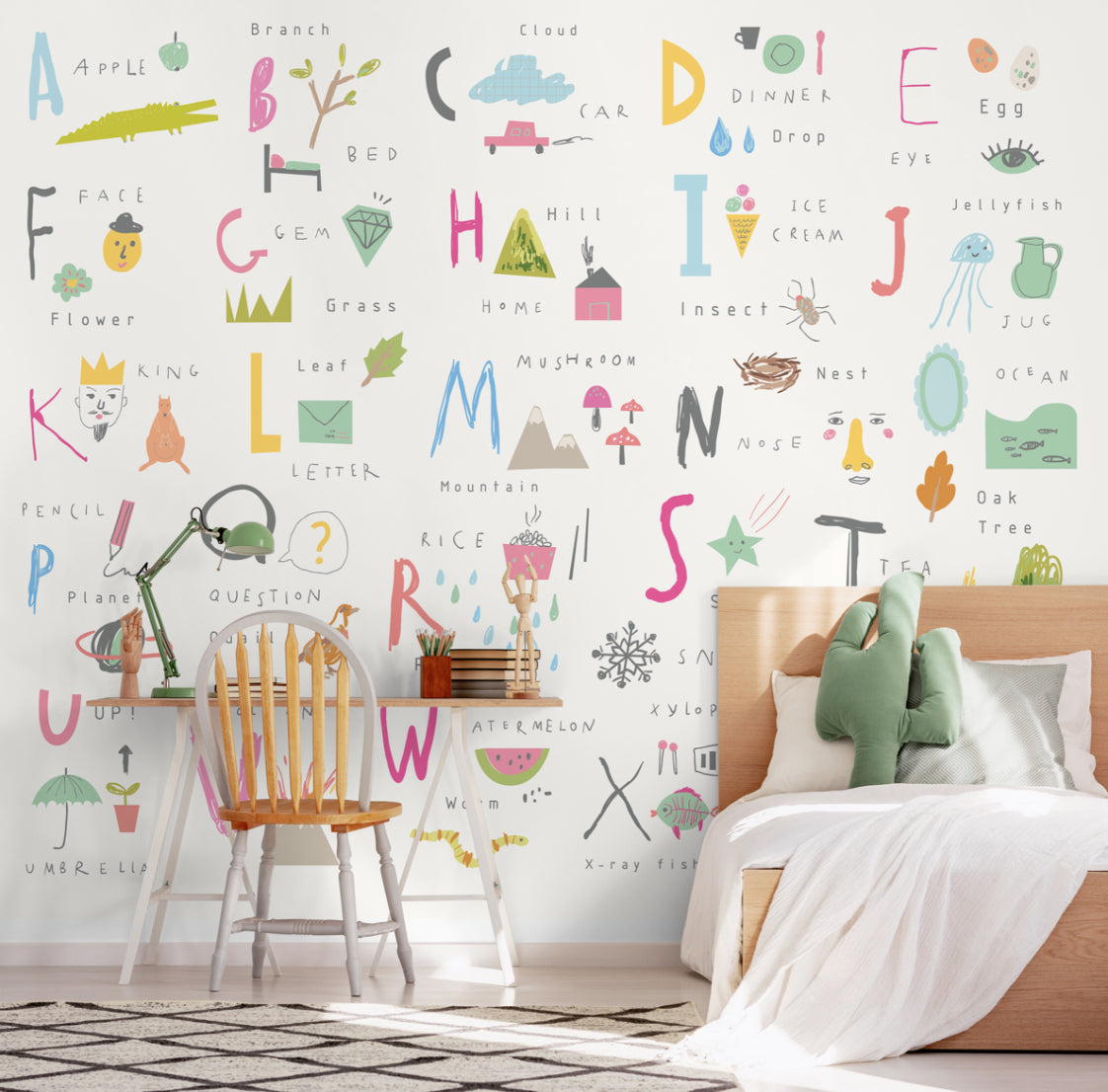 CHILDRENS ALPHABET ILLUSTRATIONS - Multi Pink
