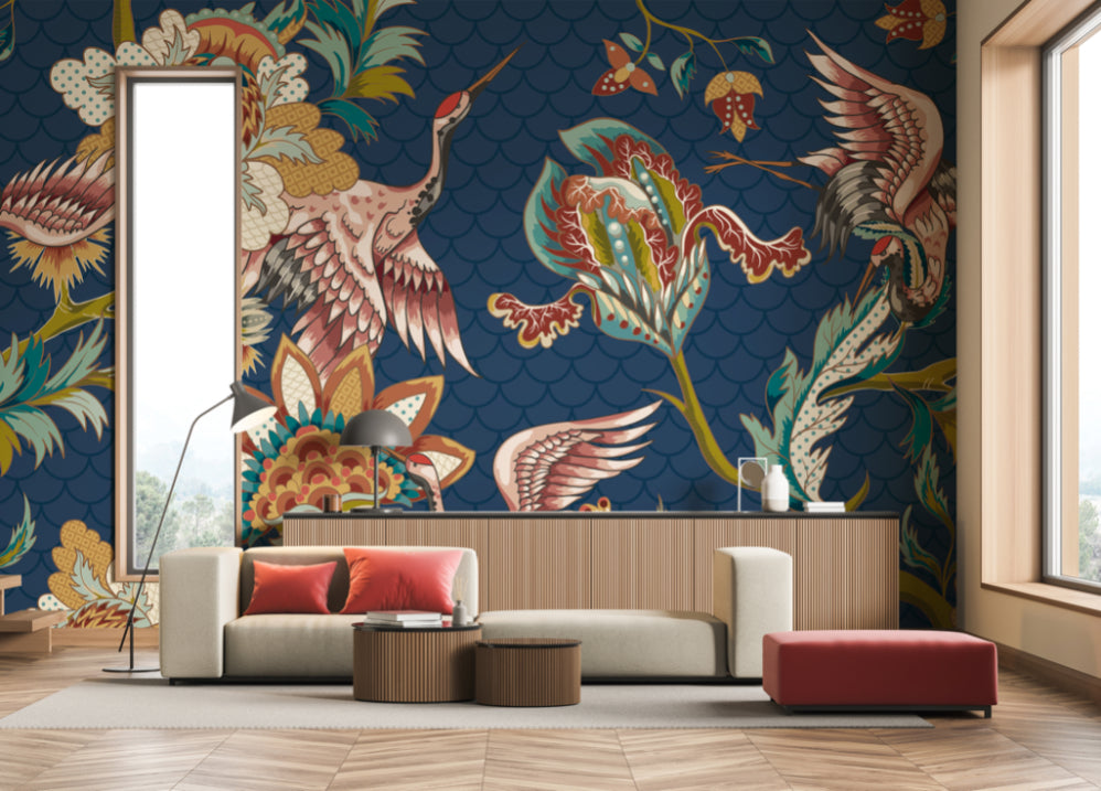 CRANES IN FLIGHT - Navy Blue