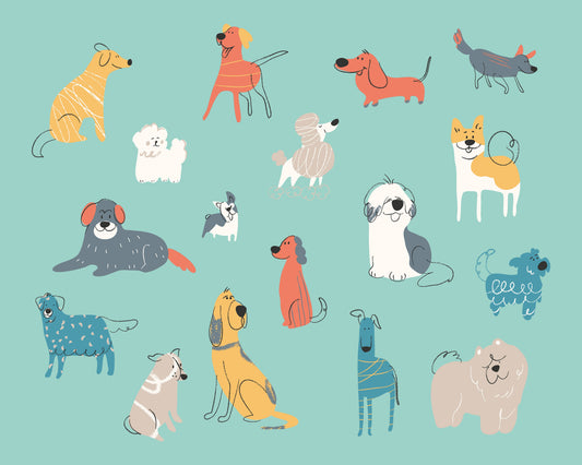HAPPY DOGS - Teal Blue