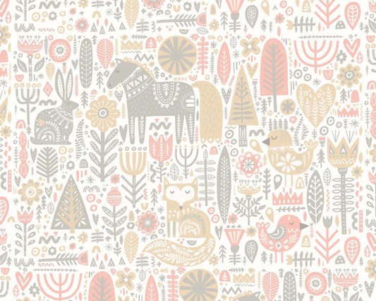 SCANDI FOREST ANIMALS - Blush Pink & Grey