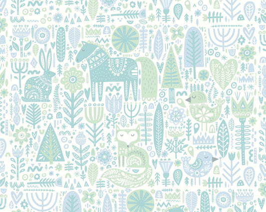 SCANDI FOREST ANIMALS - Teal Blue