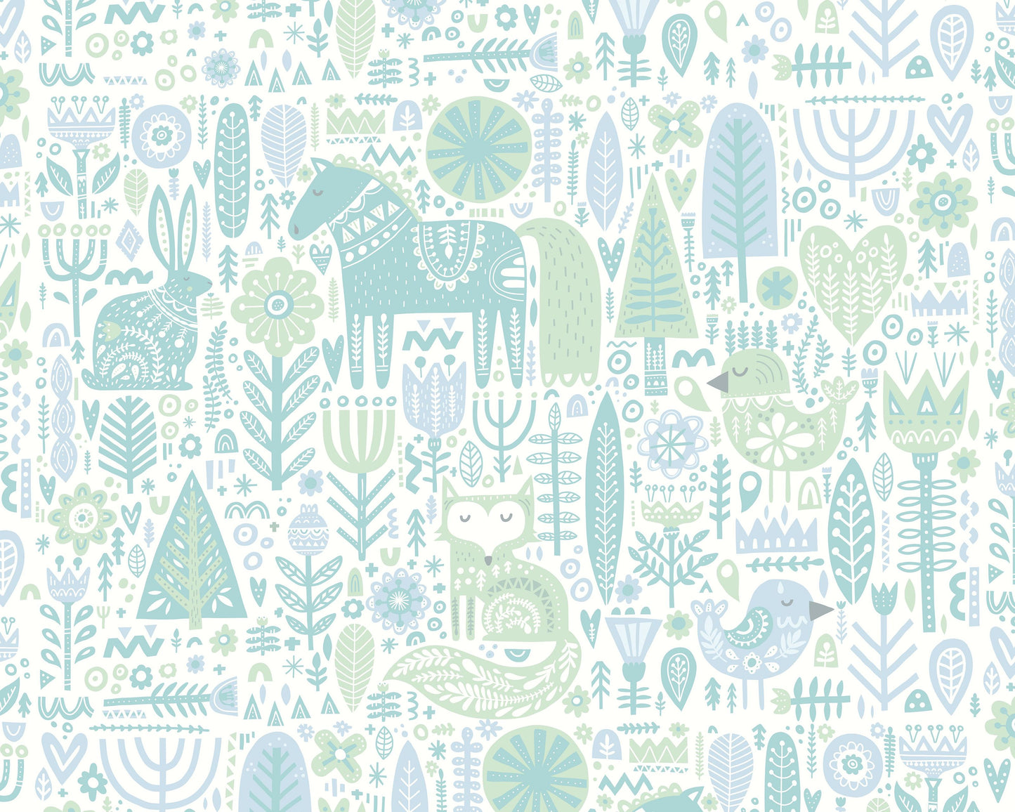 SCANDI FOREST ANIMALS - Teal Blue