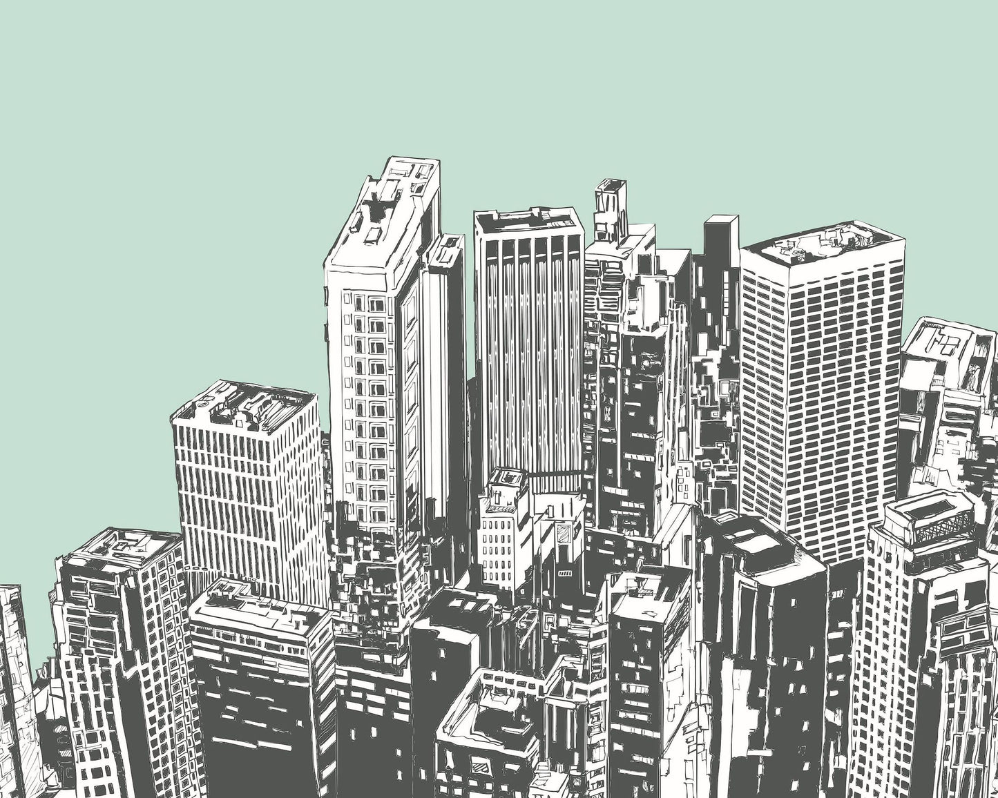 URBAN CITY SKYSCRAPERS - Mint Green