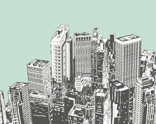 URBAN CITY SKYSCRAPERS - Mint Green