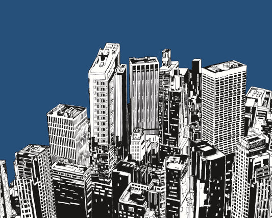 URBAN CITY SKYSCRAPERS - Navy Blue