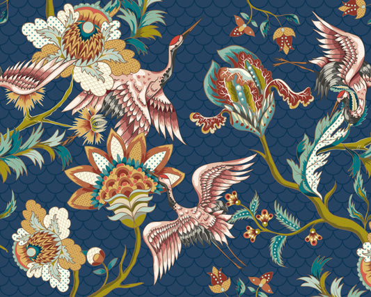 CRANES IN FLIGHT - Navy Blue