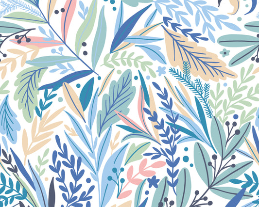 PATTERNED LEAVES - Washed Denim