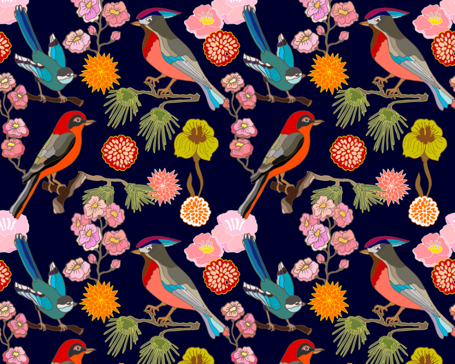 FLORAL BIRDS - Ink