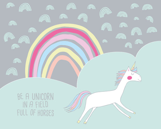 RAINBOW UNICORN - Mint & Grey
