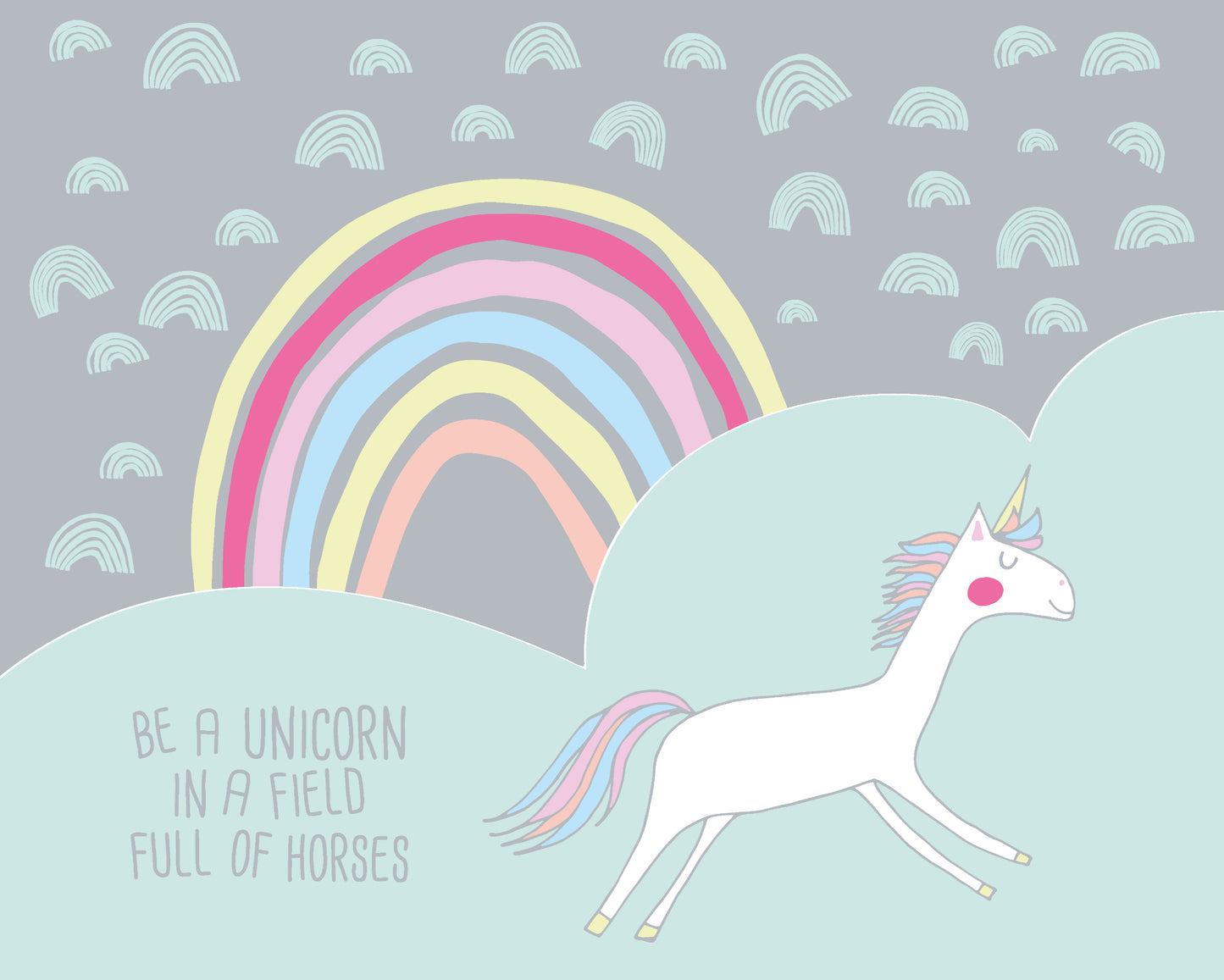 RAINBOW UNICORN - Mint & Grey