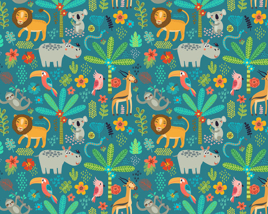 JUNGLE ANIMALS - Teal