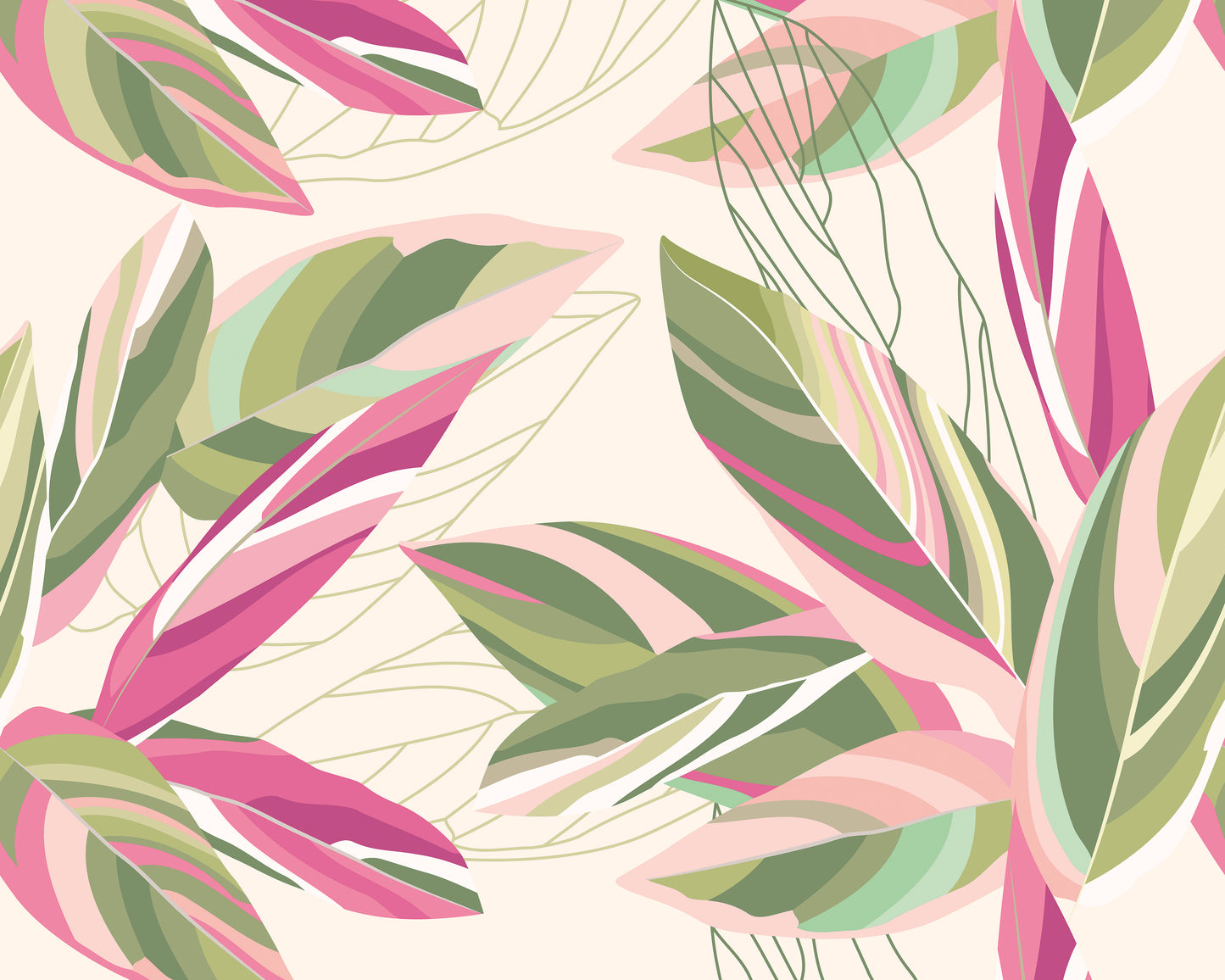 BOTANICAL CALATHEA LEAVES - Pink