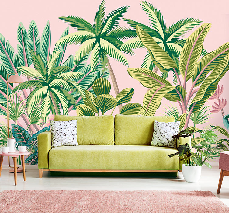 TROPICAL PALM TREES - Pink