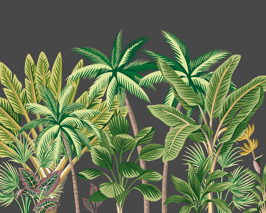 TROPICAL PALM TREES - Black
