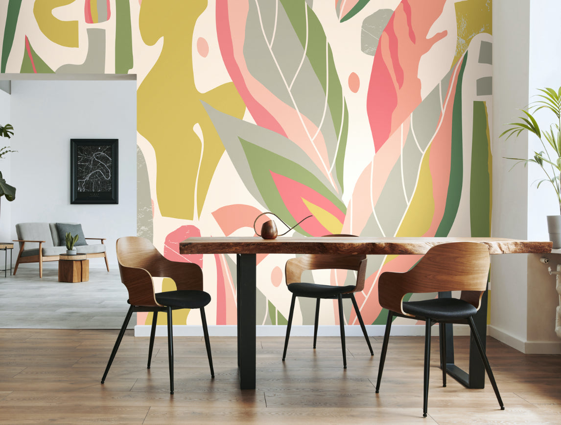 ABSTRACT LEAF SHAPES - Pink