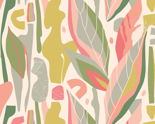 ABSTRACT LEAF SHAPES - Pink