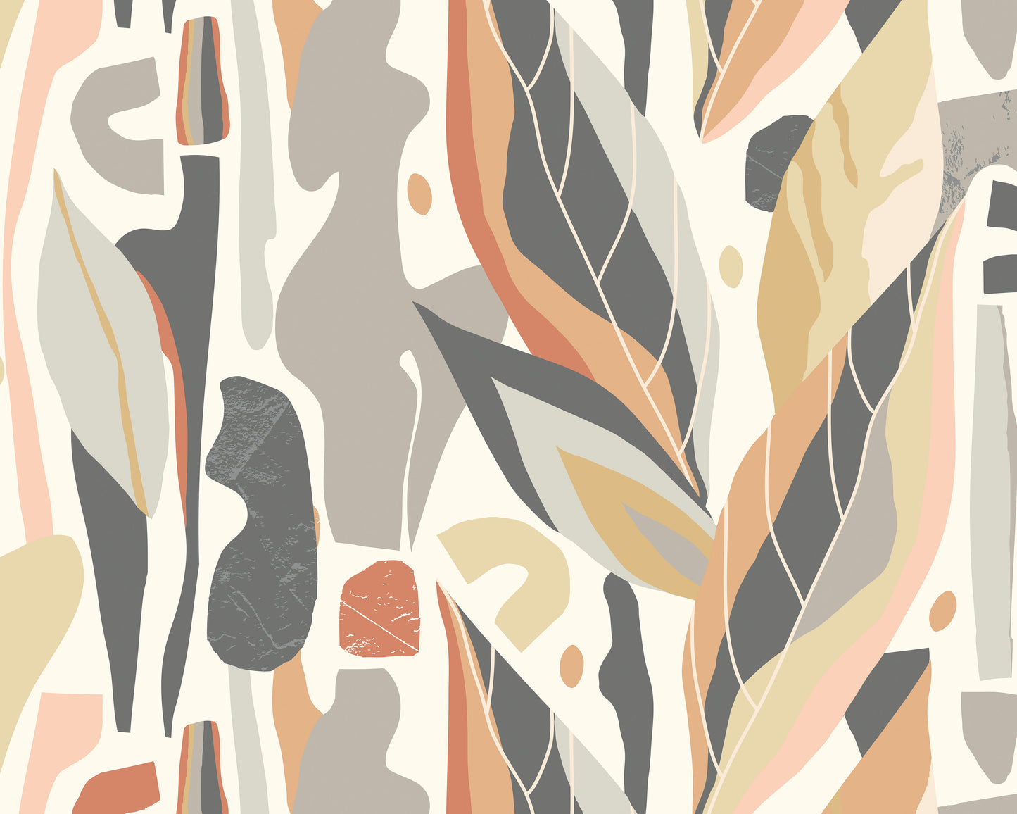ABSTRACT LEAF SHAPES - Grey
