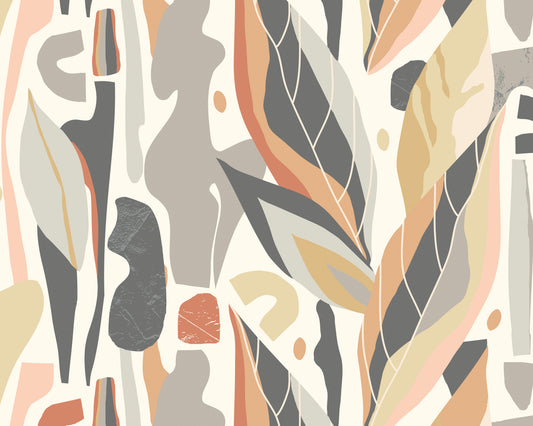 ABSTRACT LEAF SHAPES - Grey