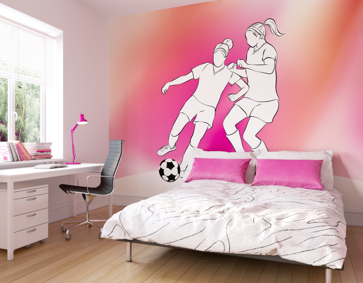 GIRLS PLAYING FOOTBALL - Pink