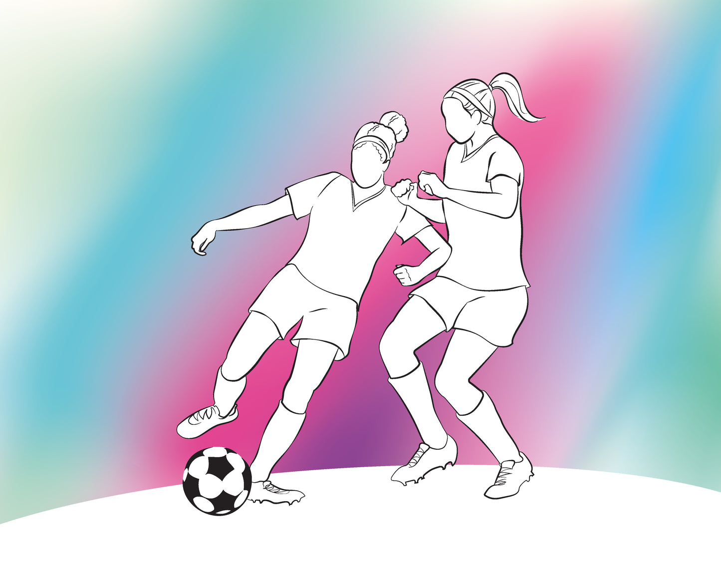 GIRLS PLAYING FOOTBALL - Blue