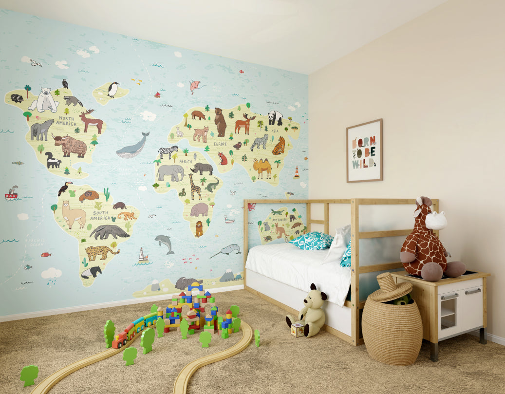 CHILDRENS WORLD MAP - Blue