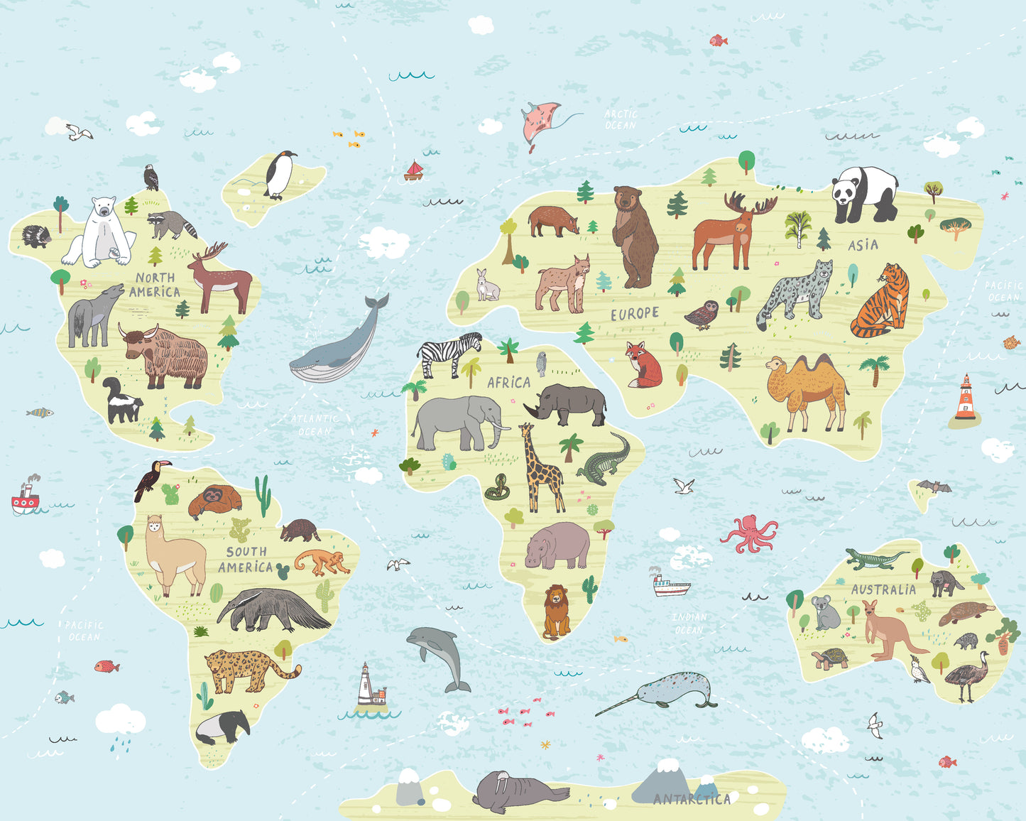 CHILDRENS WORLD MAP - Blue