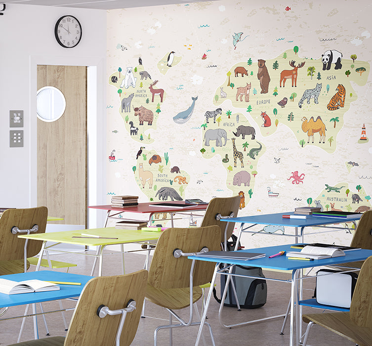 CHILDRENS WORLD MAP - Natural