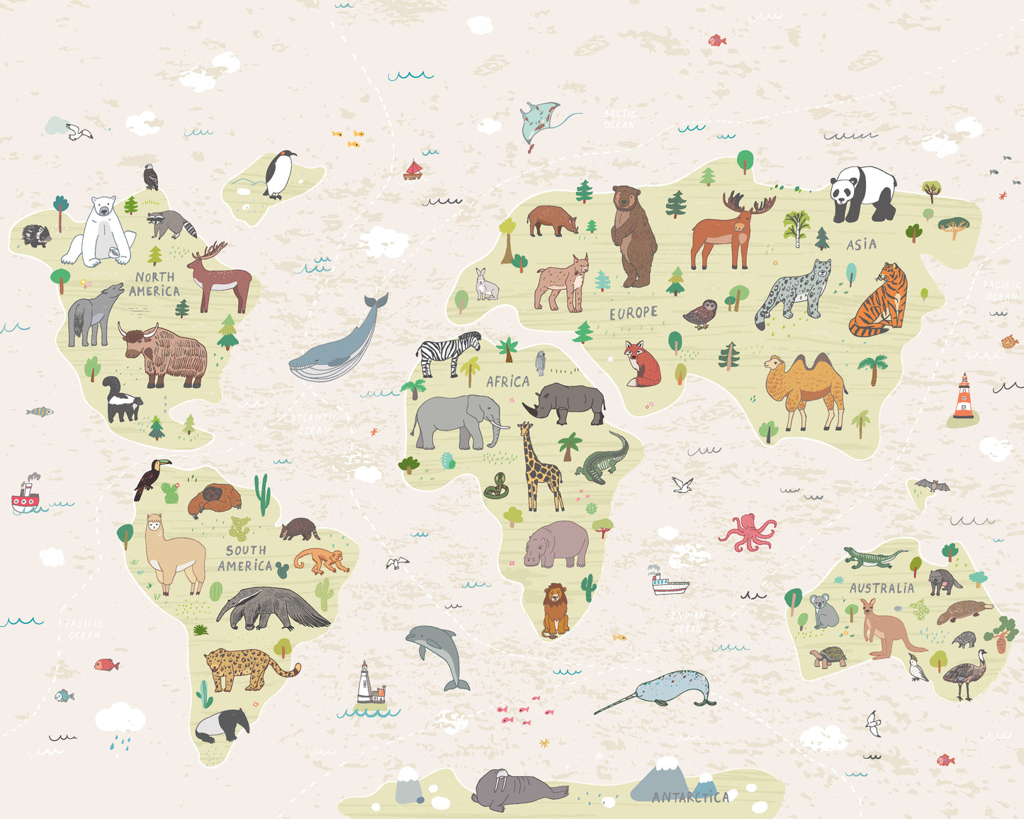 CHILDRENS WORLD MAP - Natural
