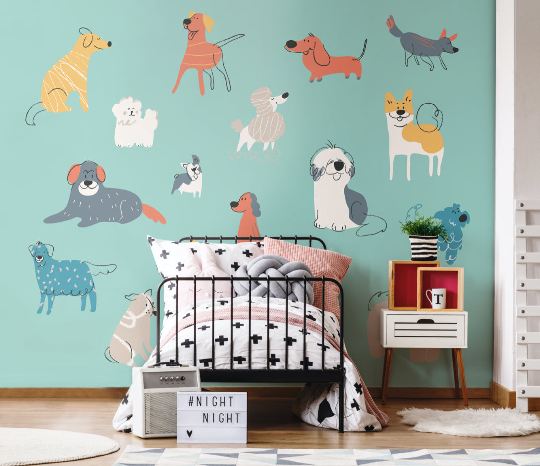 HAPPY DOGS - Teal Blue