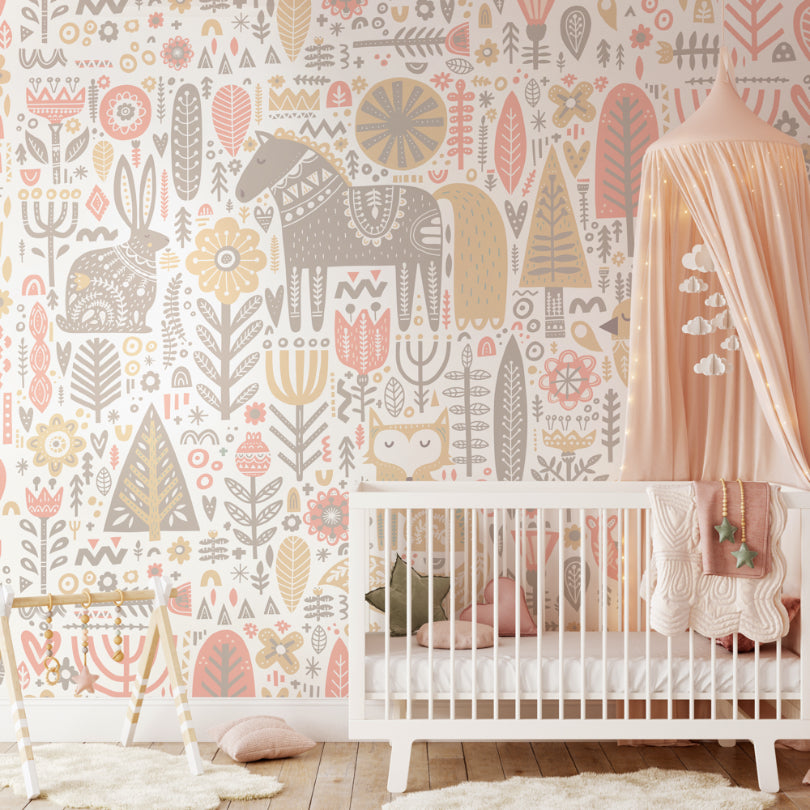 SCANDI FOREST ANIMALS - Blush Pink & Grey