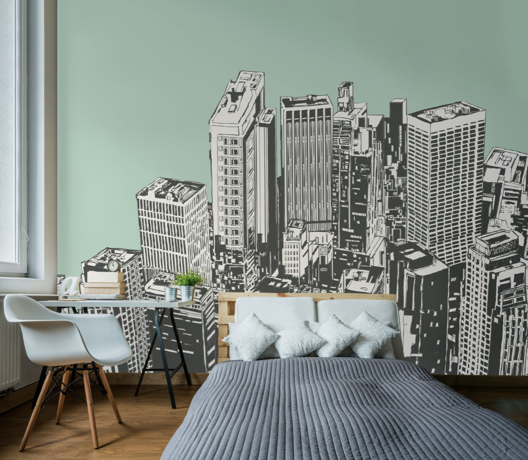 URBAN CITY SKYSCRAPERS - Mint Green
