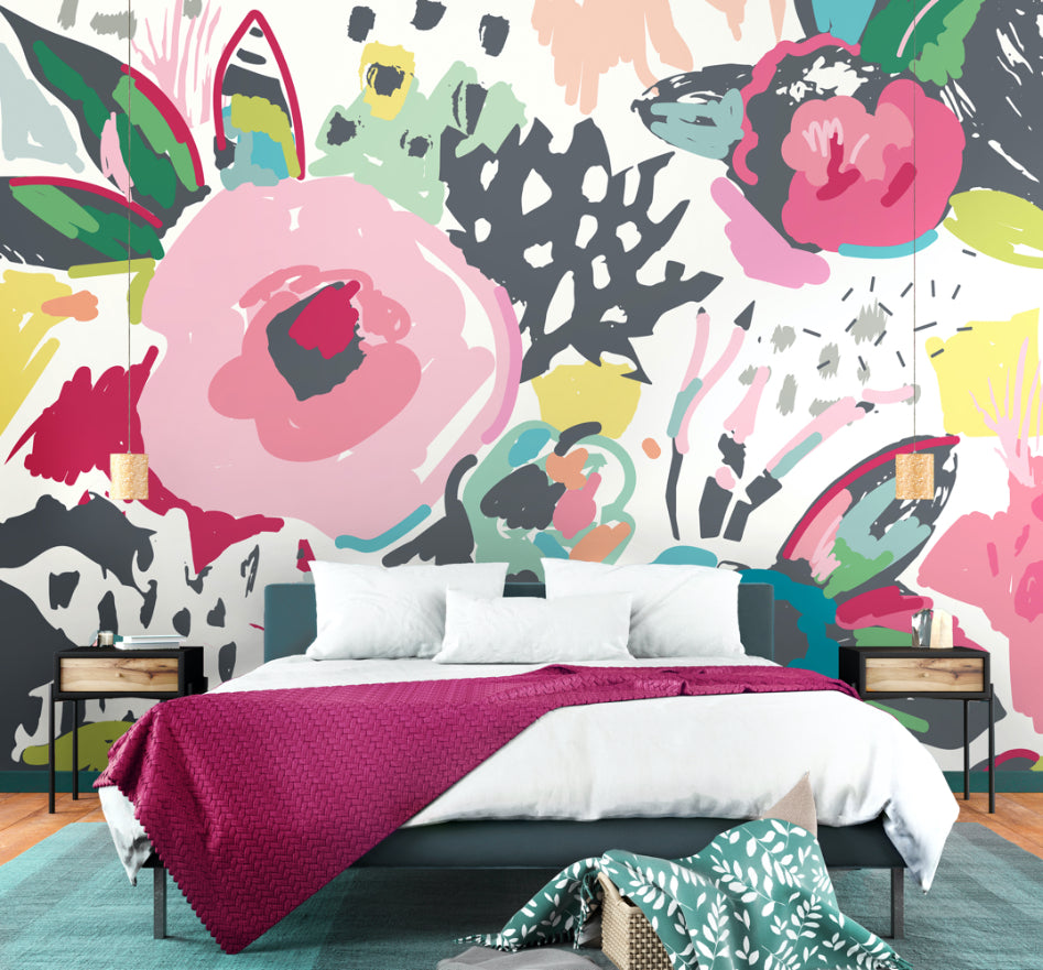ABSTRACT FLORAL - Raspberry Pink