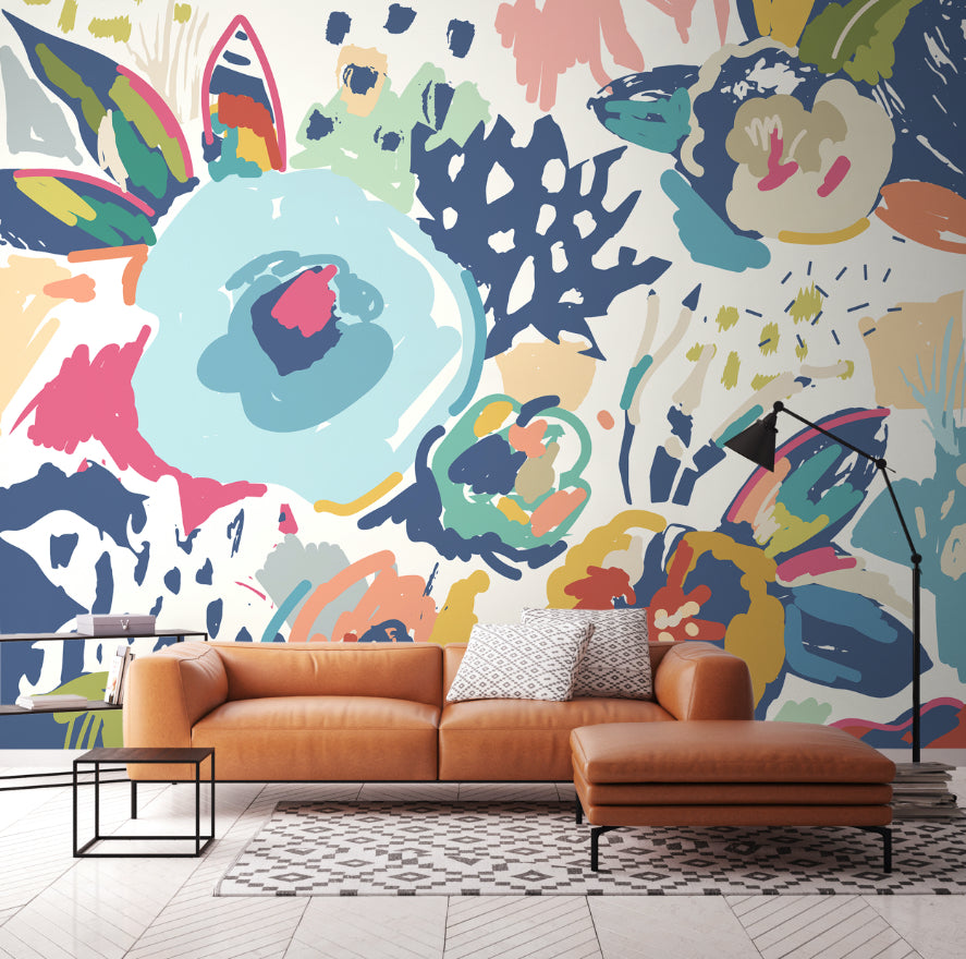 ABSTRACT FLORAL - Navy Blue