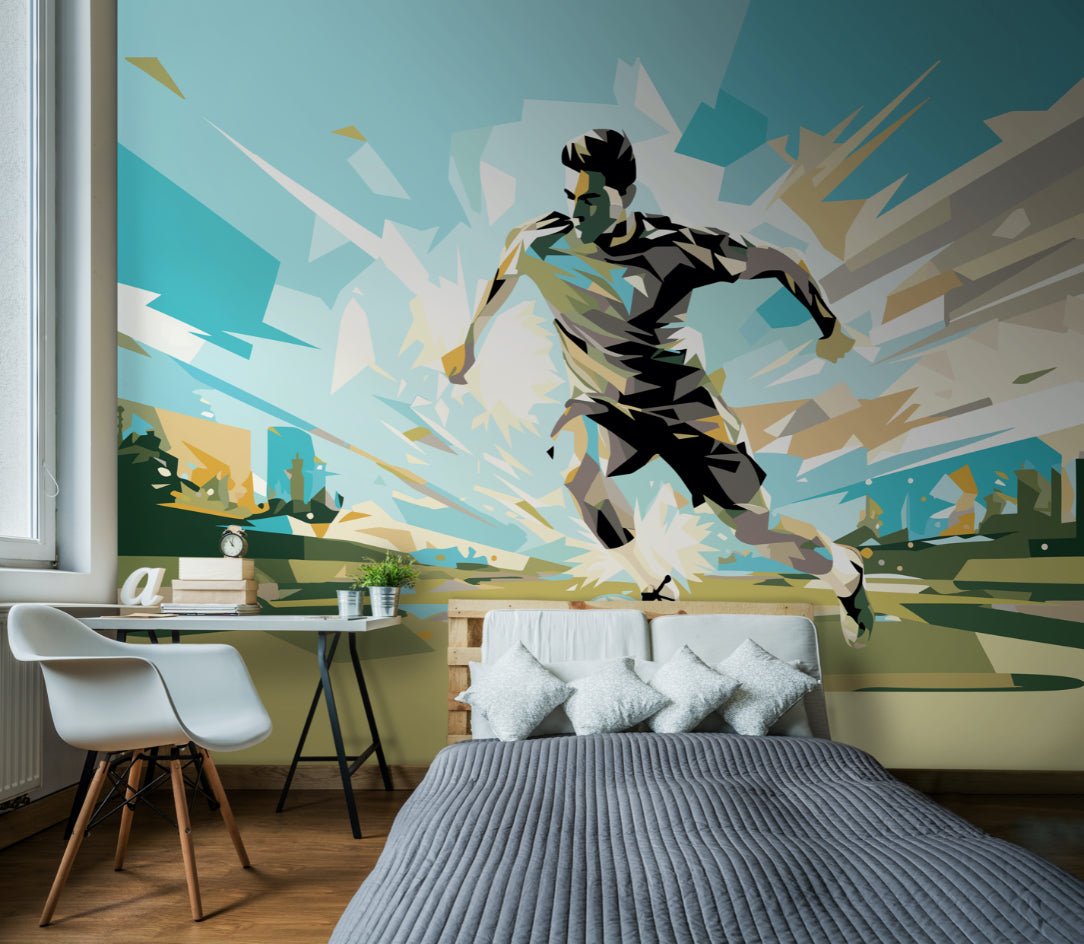 FOOTBALL PLAYER ABSTRACT LANDSCAPE - Blue