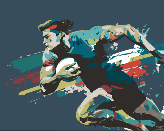 RUGBY PLAYER IN GRAPHIC STYLE - Blue