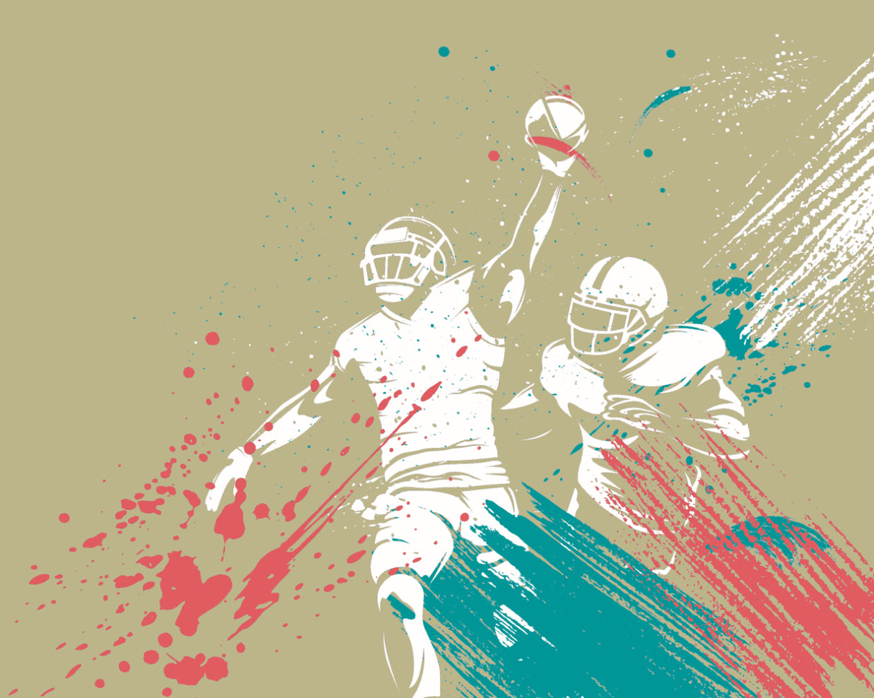 AMERICAN FOOTBALLERS PAINT SPLASH - Grey