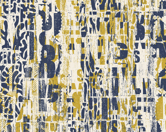 LETTERPRESS GRAFFITI - Navy & Yellow