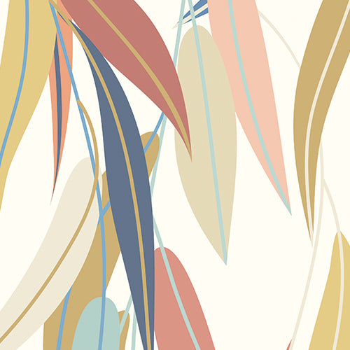 WILLOW LEAVES - Denim Blue & Apricot
