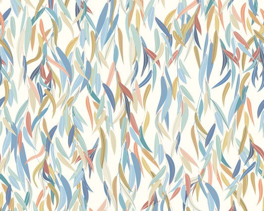 WILLOW LEAVES - Denim Blue & Apricot