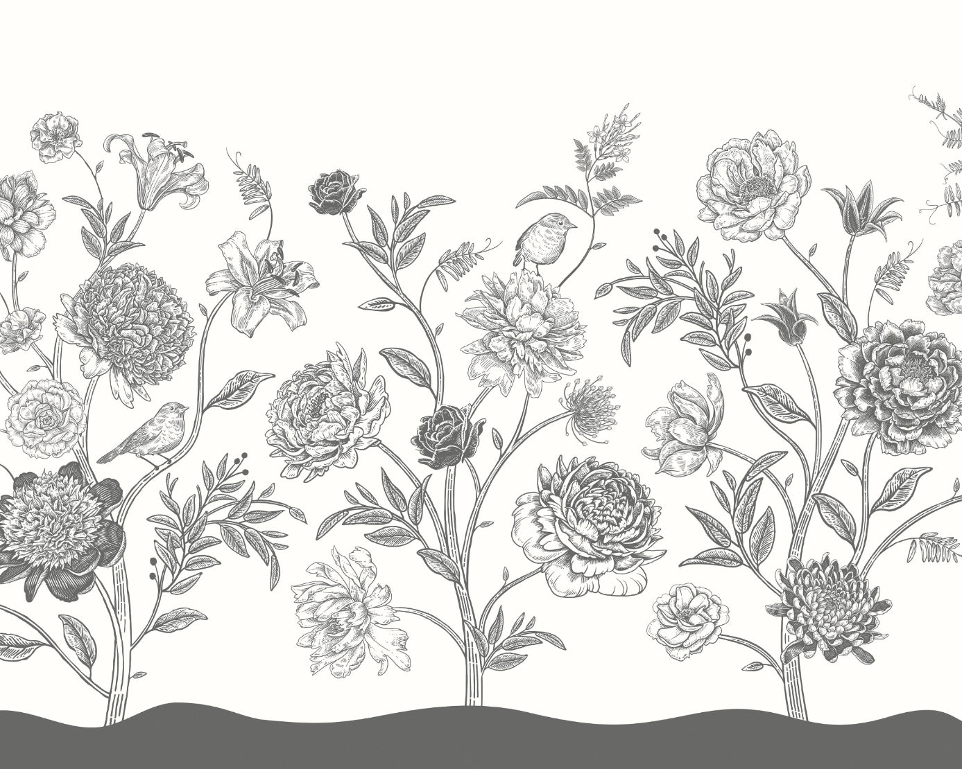 JACOBEAN ROSE TRAIL - Black & White