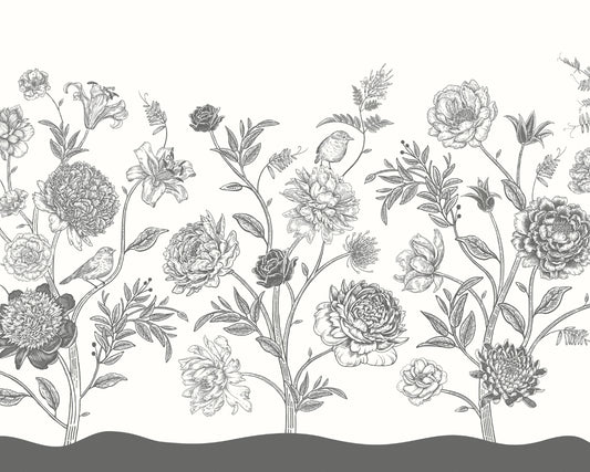 JACOBEAN ROSE TRAIL - Black & White