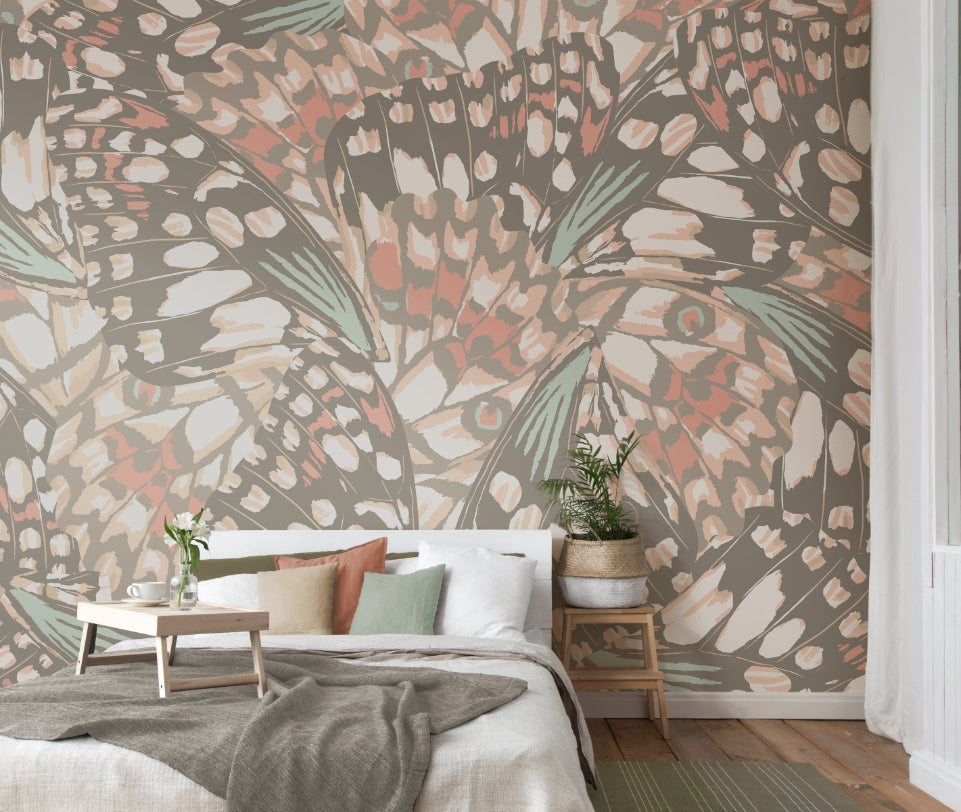 BUTTERFLY WINGS - Grey & Blush Pink