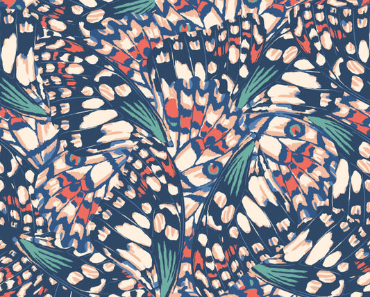 BUTTERFLY WINGS - Navy Blue & Coral