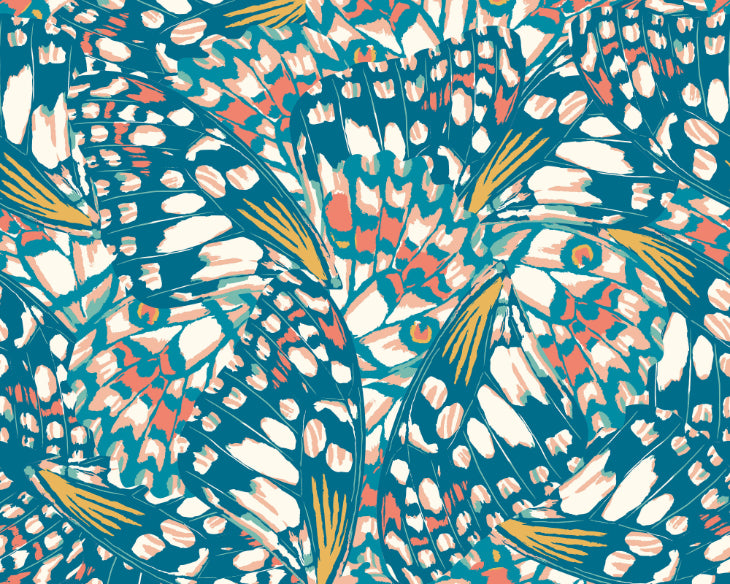 BUTTERFLY WINGS - Teal Blue & Orange