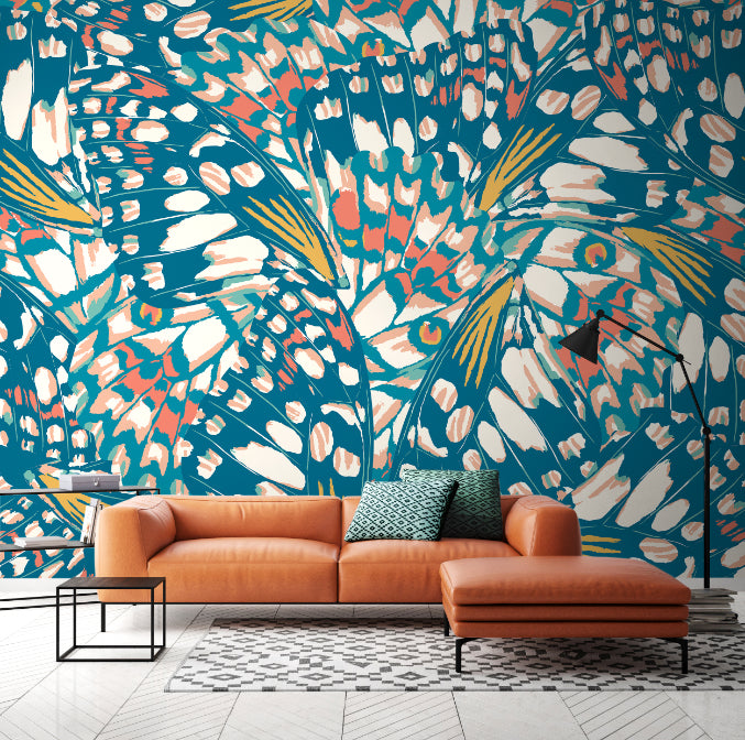 BUTTERFLY WINGS - Teal Blue & Orange