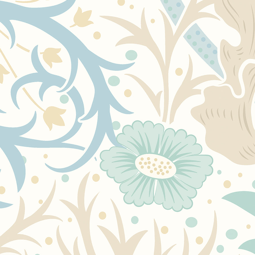 TRAILING SEAWEED GARDEN - Blue and Linen