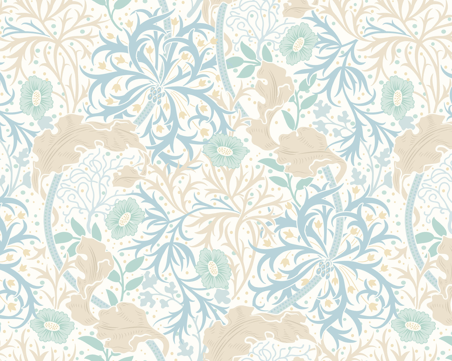 TRAILING SEAWEED GARDEN - Blue and Linen